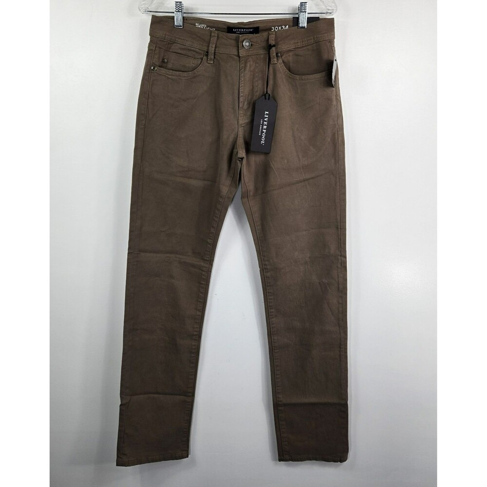 Liverpool Men's Size 30x34 Cub‎ Brown Relaxed Straight Jeans NWT